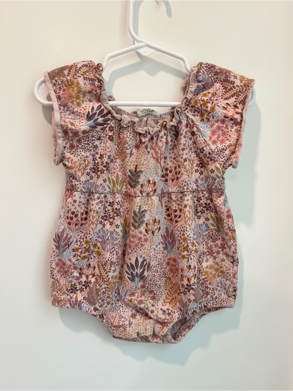 City Mouse Floral Flutter Sleeve Bubble Romper 9-12M